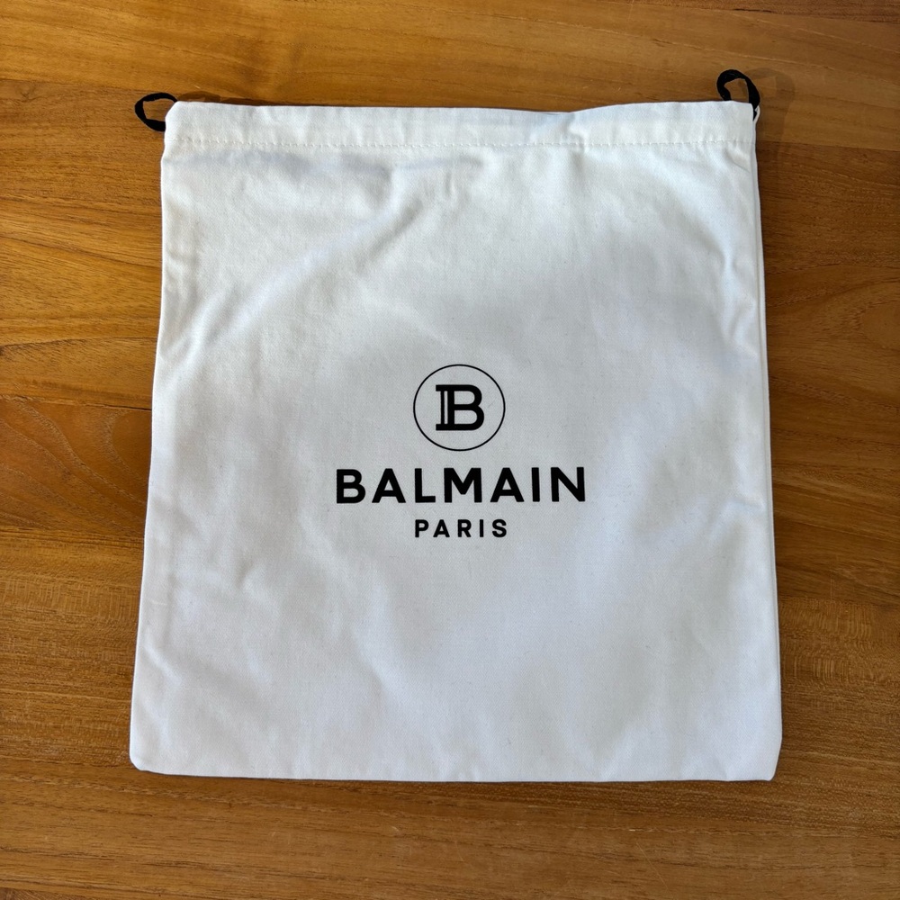 Balmain White Logo Drawstring Bag